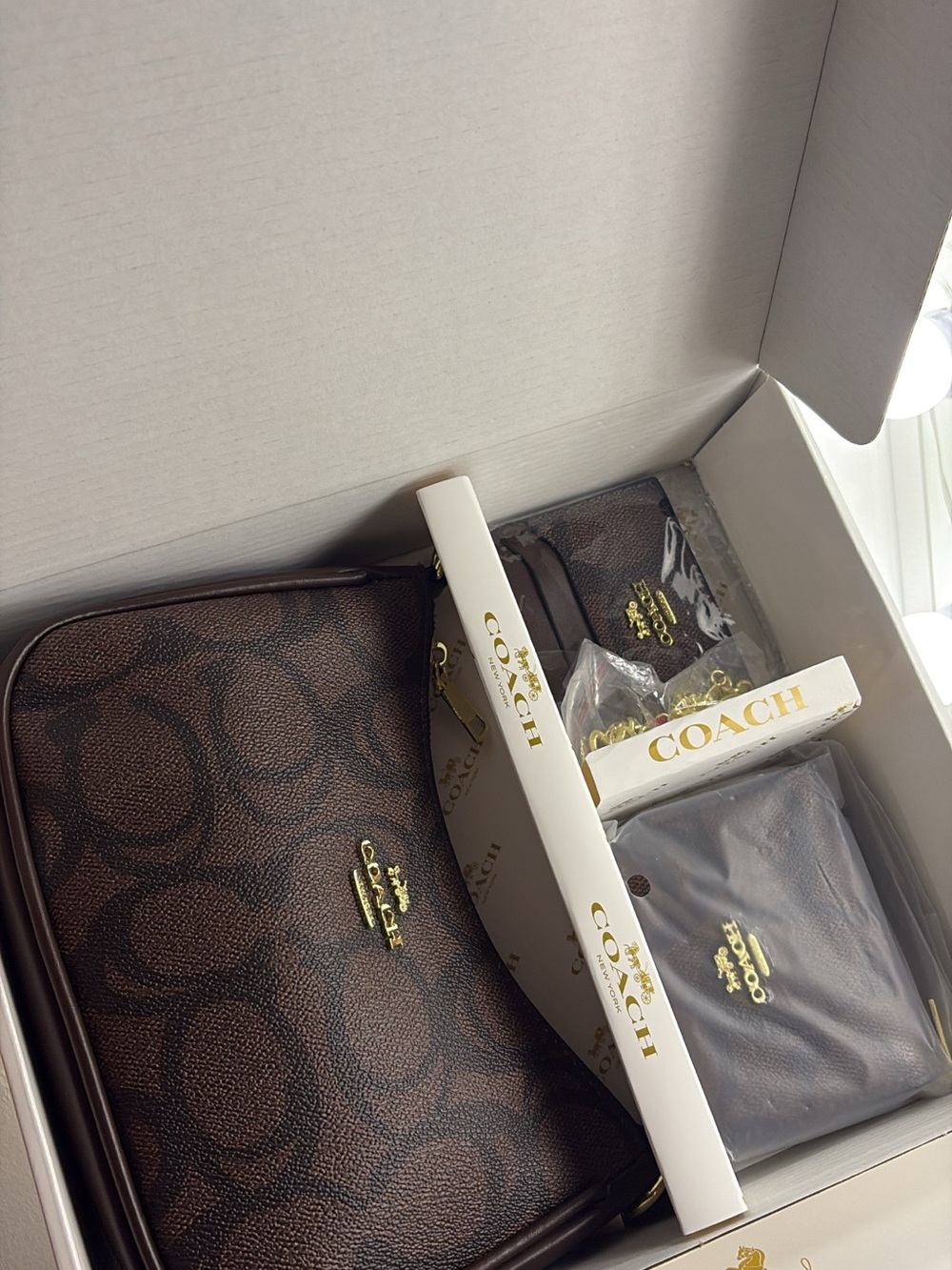 Coach Women’s Wallet & Card Holder Set – Brown Signature